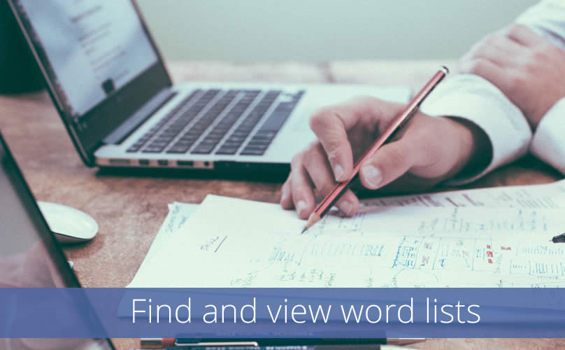 Find and view word lists