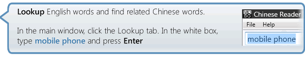 Lookup English words to find related Chinese words with iCE