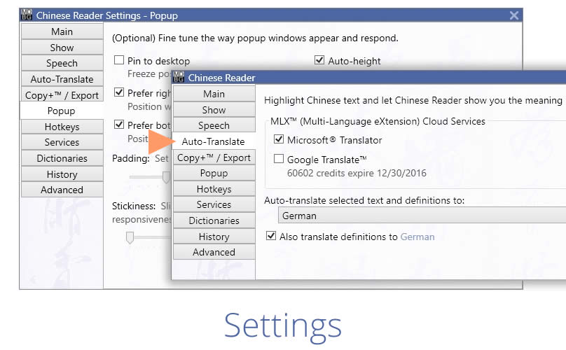 Adjust auto-translate settings